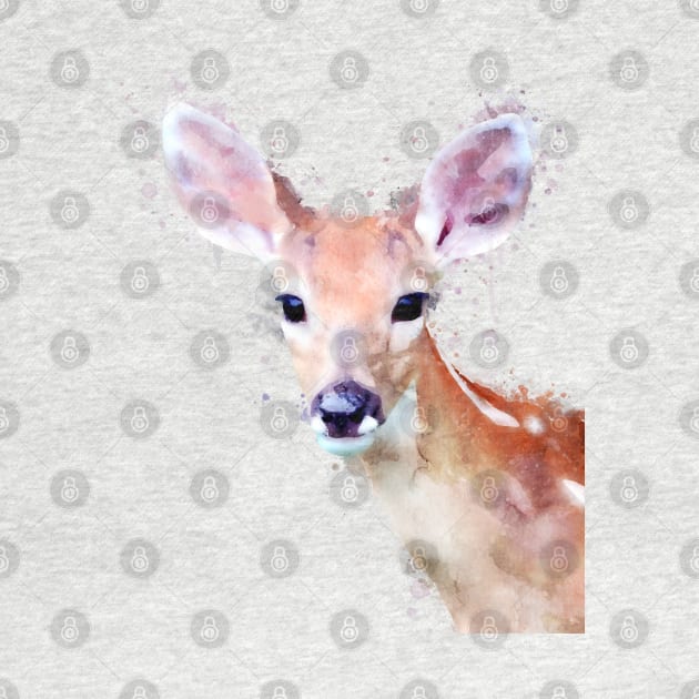 Dramabite Watercolor deer fawn elk animal wildlife cute by dramabite